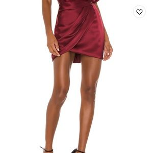 Michelle Mason, Draped Mini Skirt, Size 4, in Oxblood